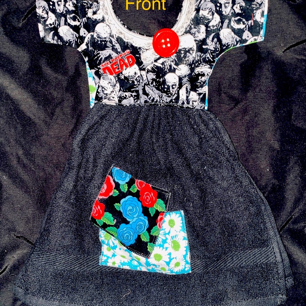 The Walking Dead design on a dress shaped hand towel. Look at the flower.